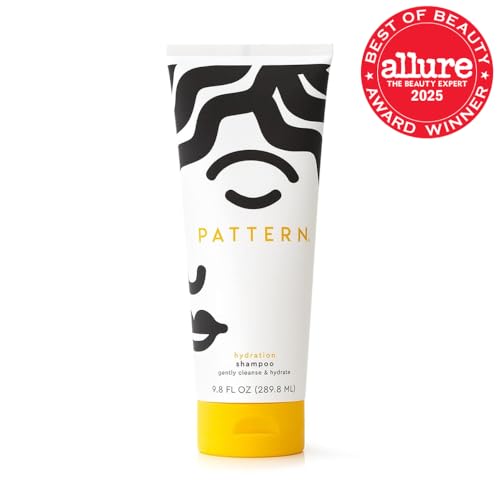 Pattern Beauty Hydration Shampoo bottle with label, designed for curly hair, featuring a sleek, modern packaging.