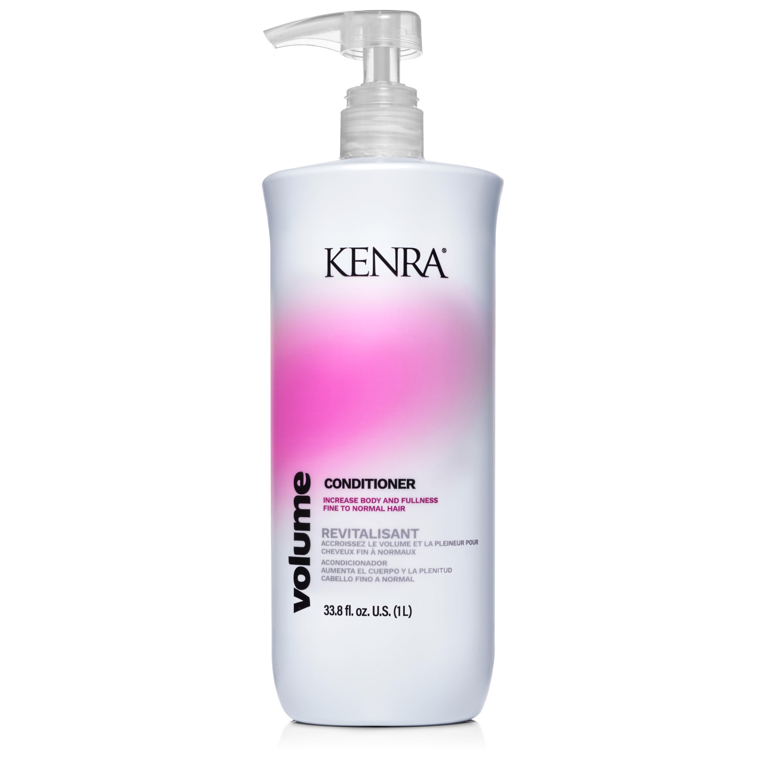 Kerna Volume Conditioner bottle with label, showcasing a sleek design and product details for volumizing hair care.