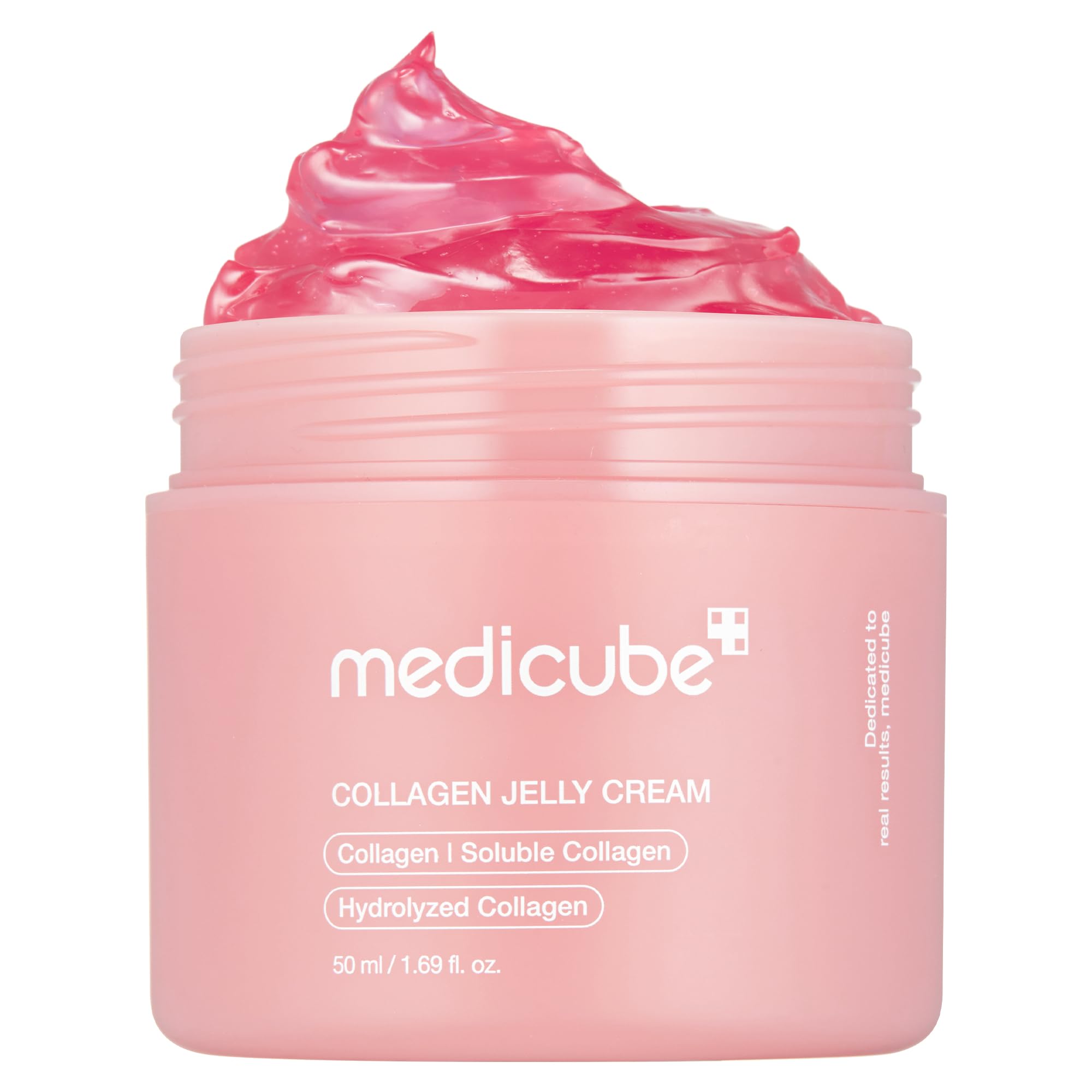 Medicube Collagen Jelly Cream jar showing the smooth, translucent jelly texture with a white lid.