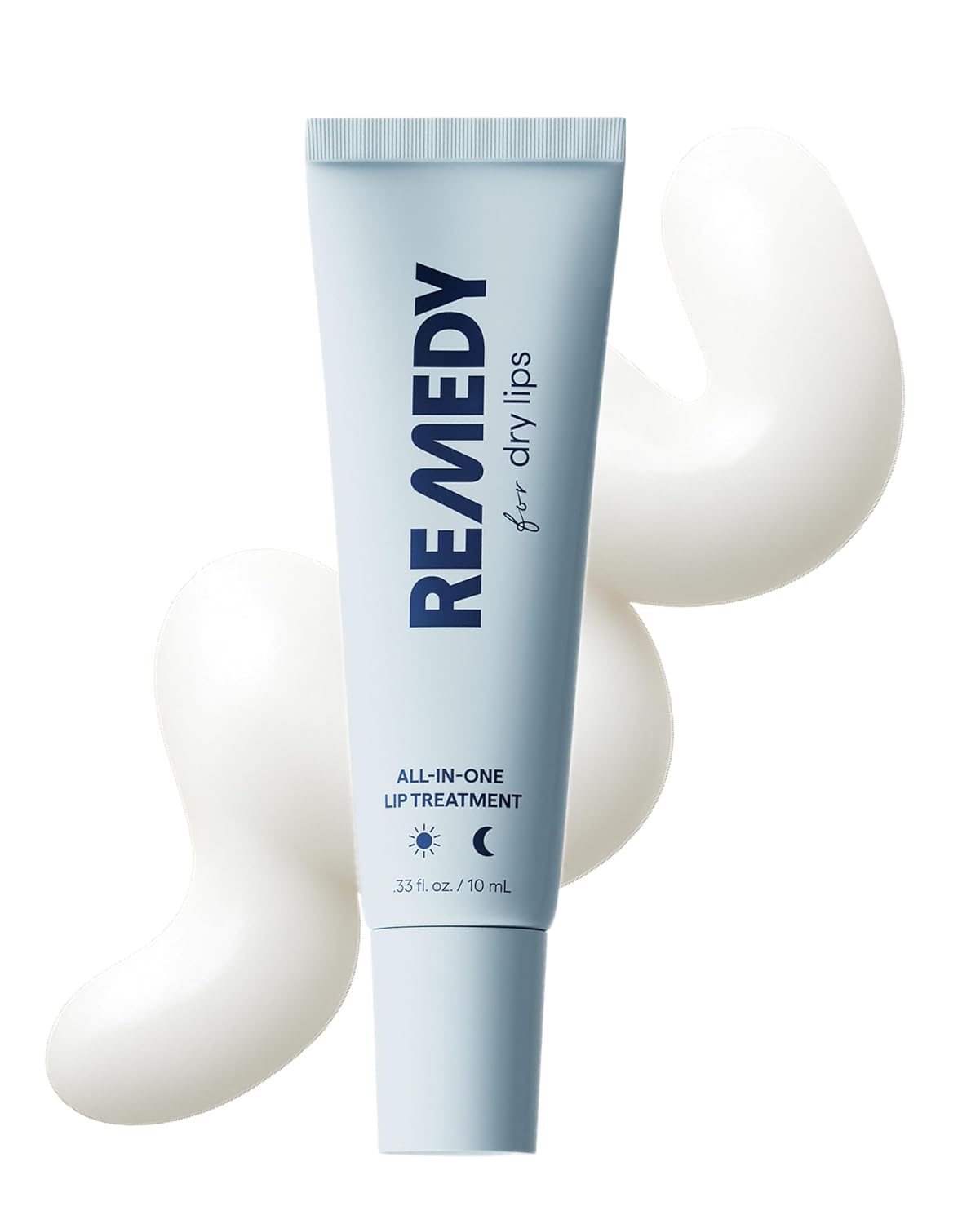 Remedy Science All-In-One Lip Treatment jar with clear lid, showing smooth, hydrating lip balm inside.