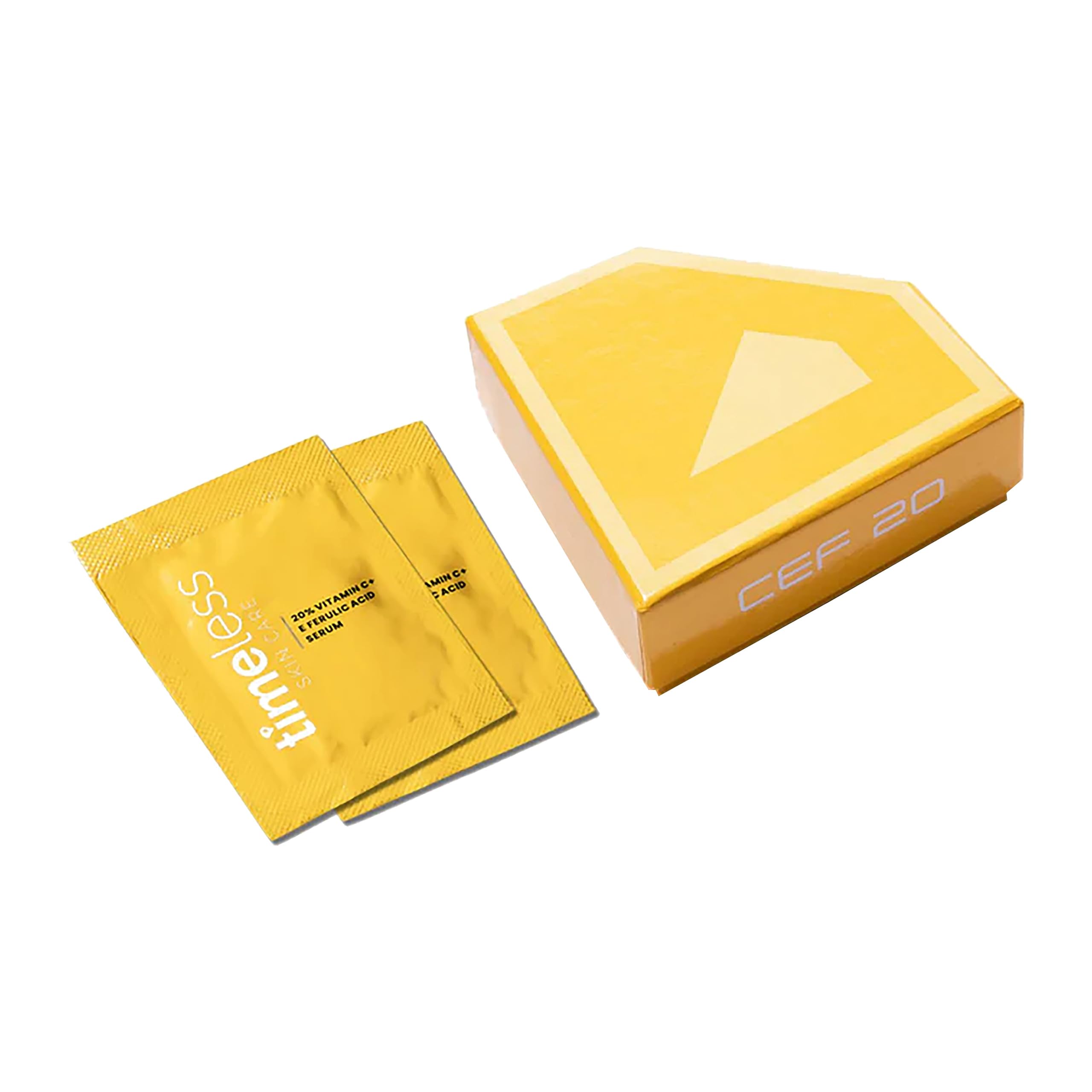 Bayleez Timeless Skin Care Vitamin C Serum with Vitamin E and Ferulic Acid in a 61g bottle, showcasing clear, brightening serum.