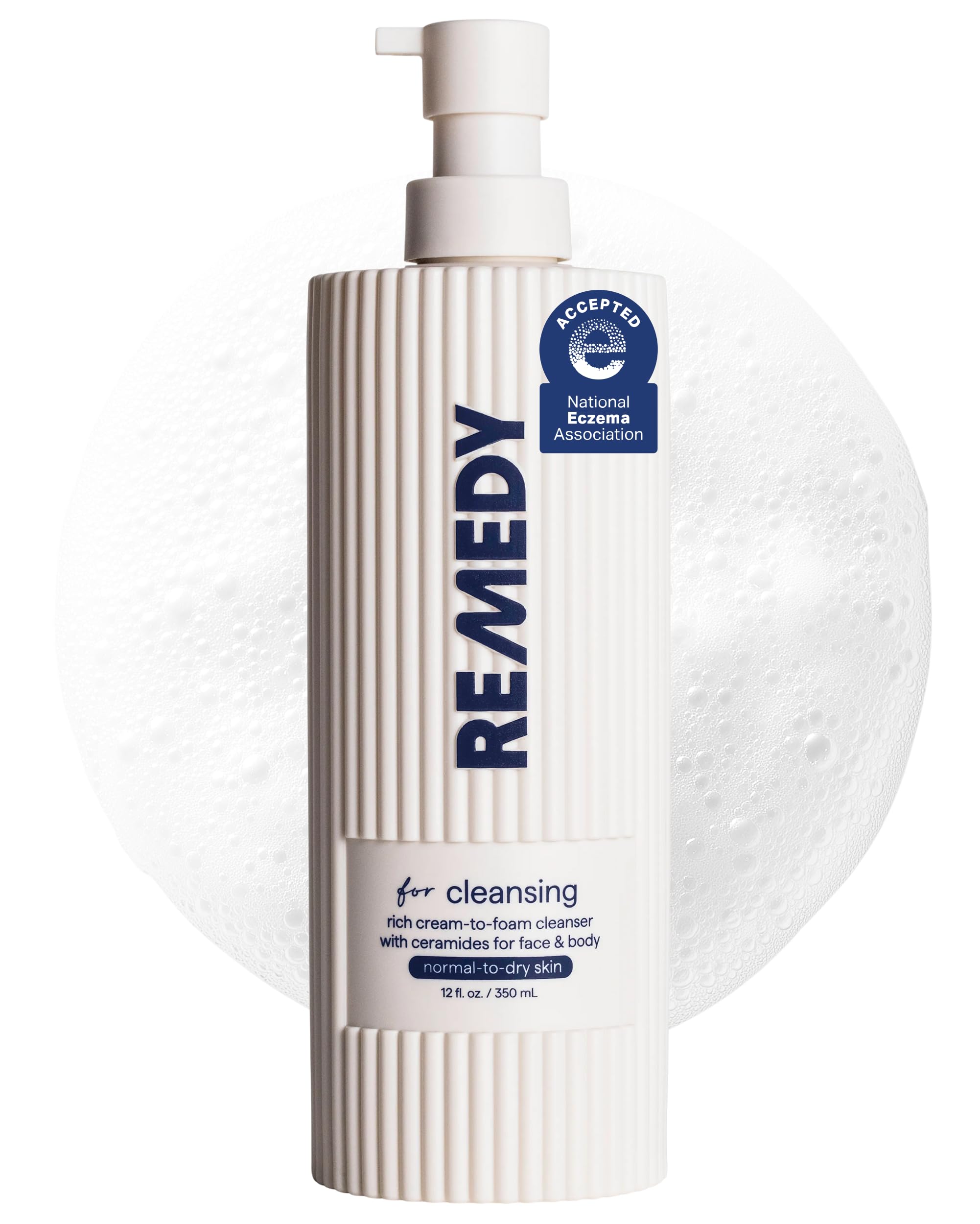 Bayleez Remedy for Rich Cream Cleansing face wash with ceramides, glycerin, and panthenol for normal to dry skin, 12 fl oz