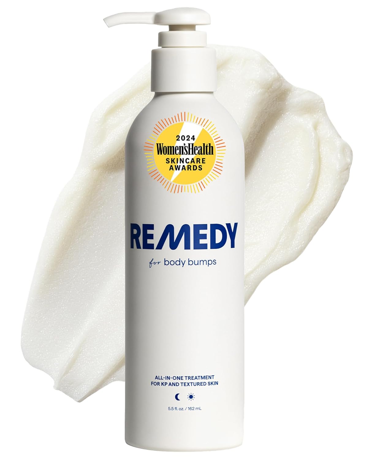 Bottle of Remedy Science Body Bumps Remedy lotion with clear label, designed to reduce skin bumps and irritation.