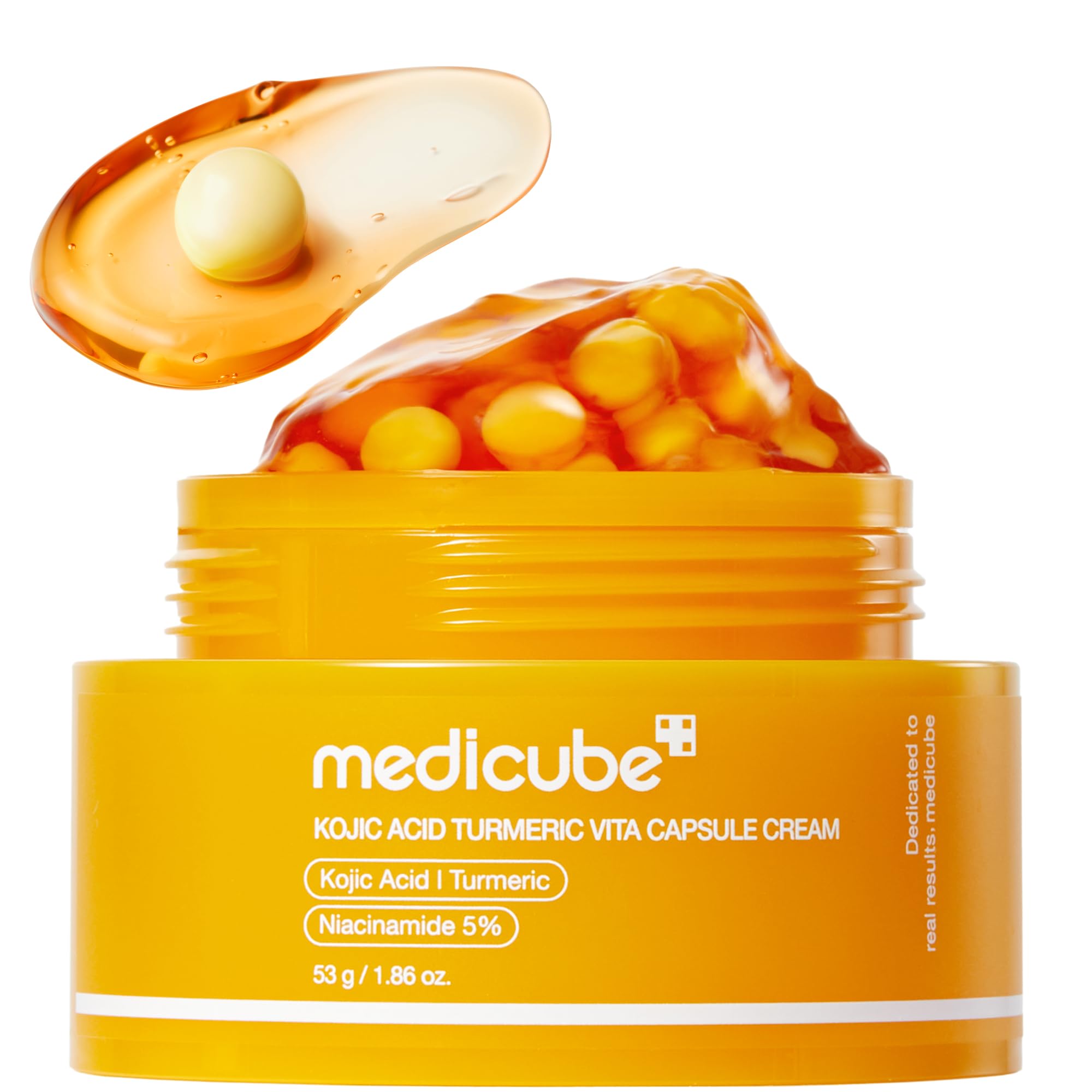 Medicube Capsule Cream with Deep Vitamin C in a jar, showing the product's textured cream and packaging for skincare.