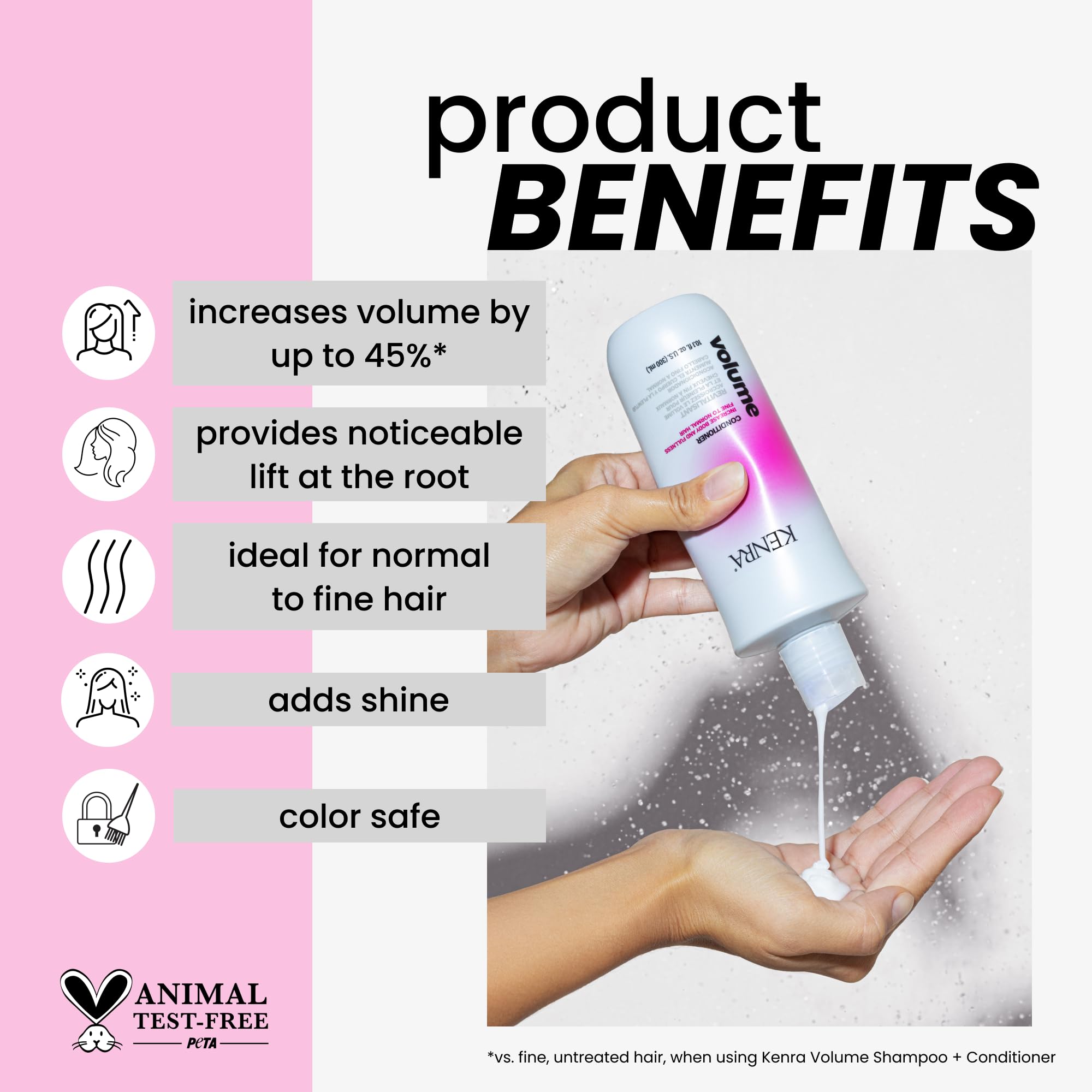 Kerna Volume Conditioner bottle with sleek white packaging and blue accents, designed for adding volume to hair.