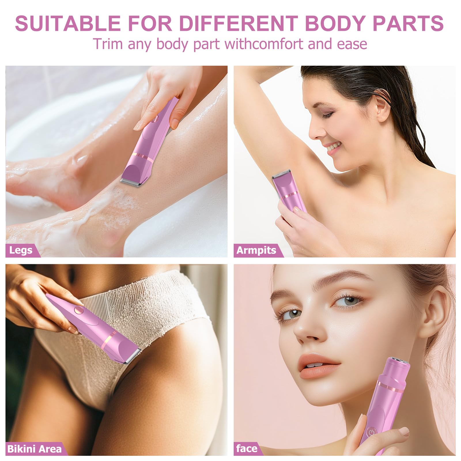 Bayleez OLOV electric body hair trimmer with ergonomic design and adjustable blades, suitable for grooming body hair.
