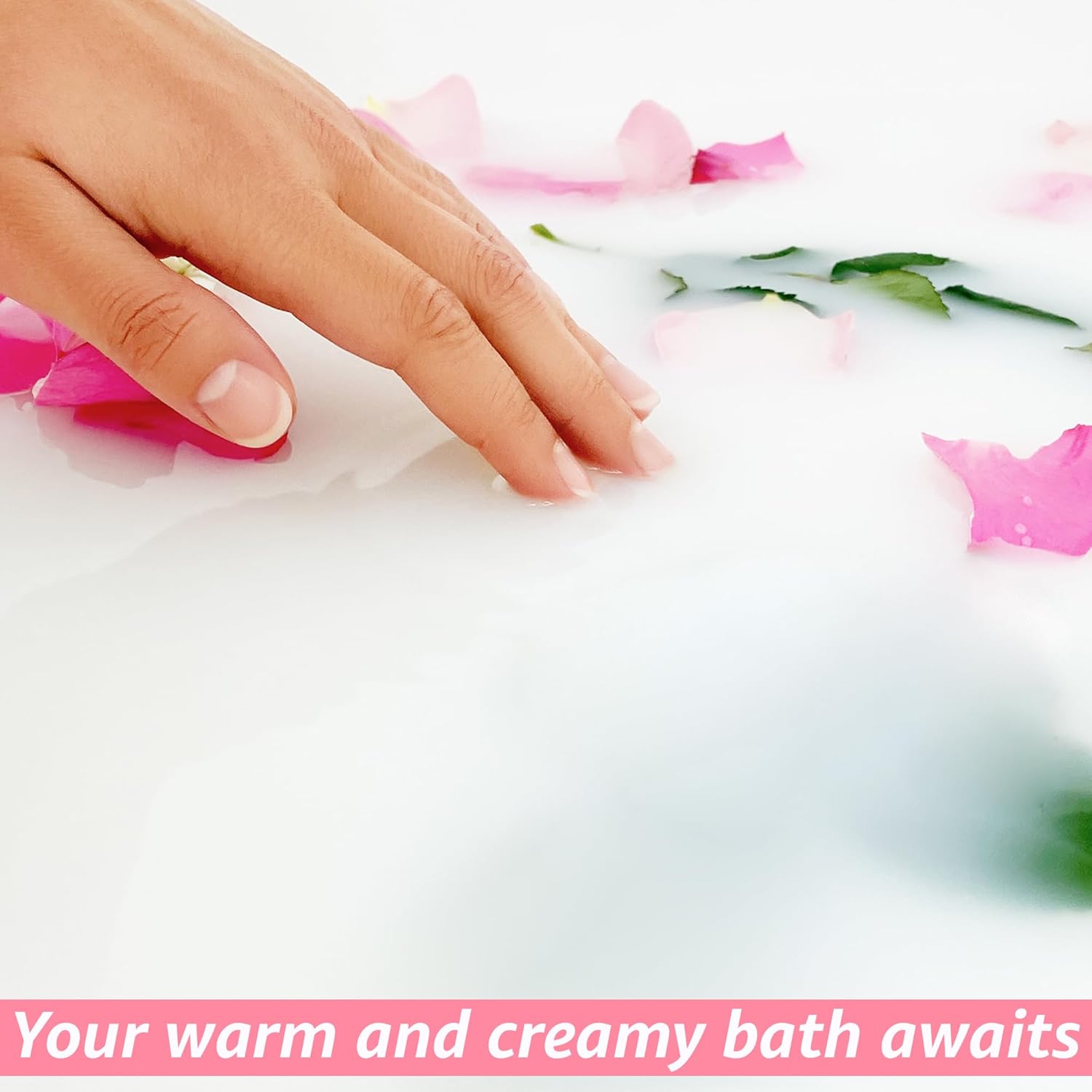 NewMiuz Calming Rose Coconut Milk Bath Soak in a glass jar with rose petals and coconut flakes, designed for relaxing baths.