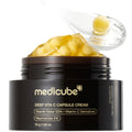 Medicube Capsule Cream with Deep Vitamin C in a jar, featuring small capsules inside for brightening skincare.