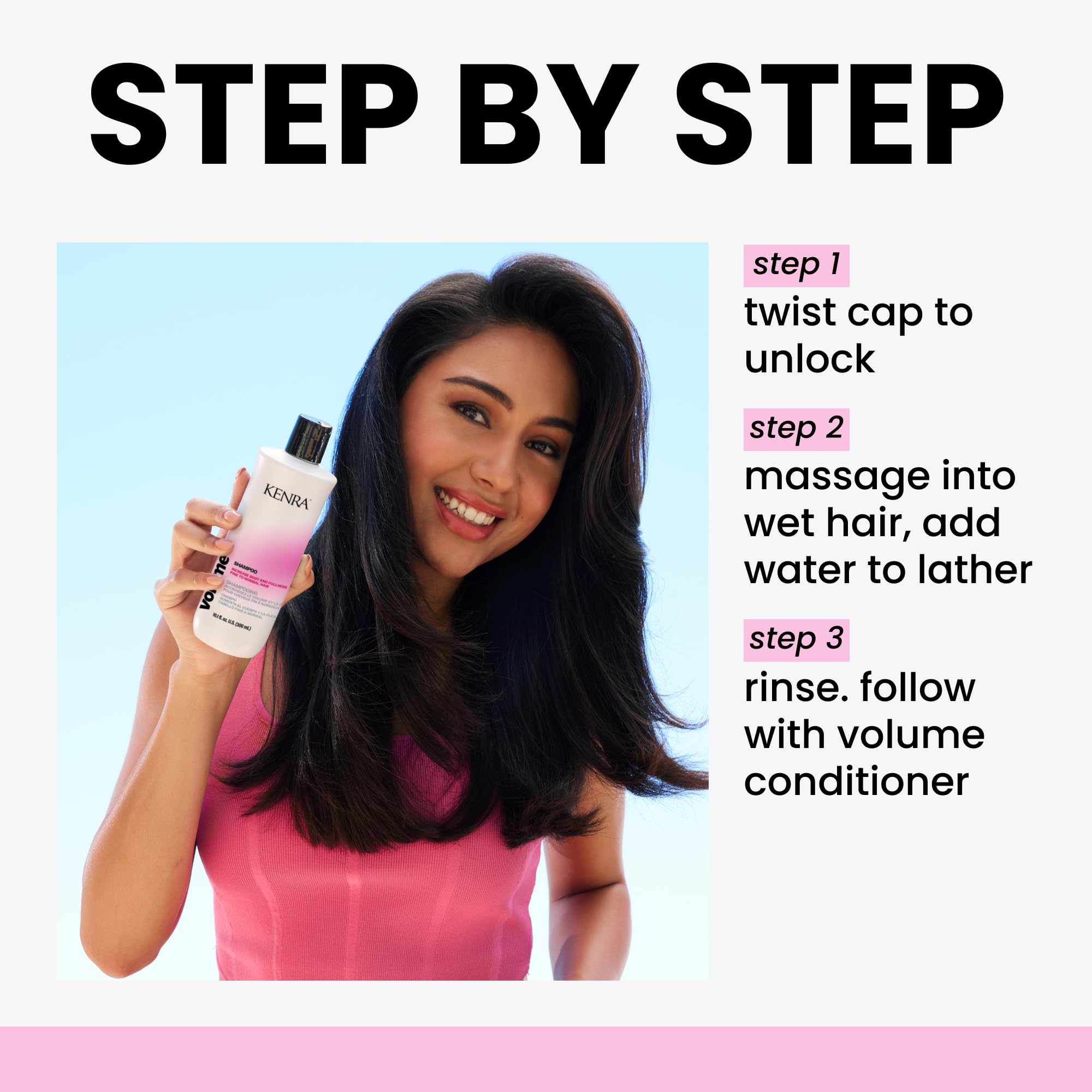 Kenra Kerna Volume Shampoo bottle with label, showcasing its packaging and sleek design for volumizing hair care.