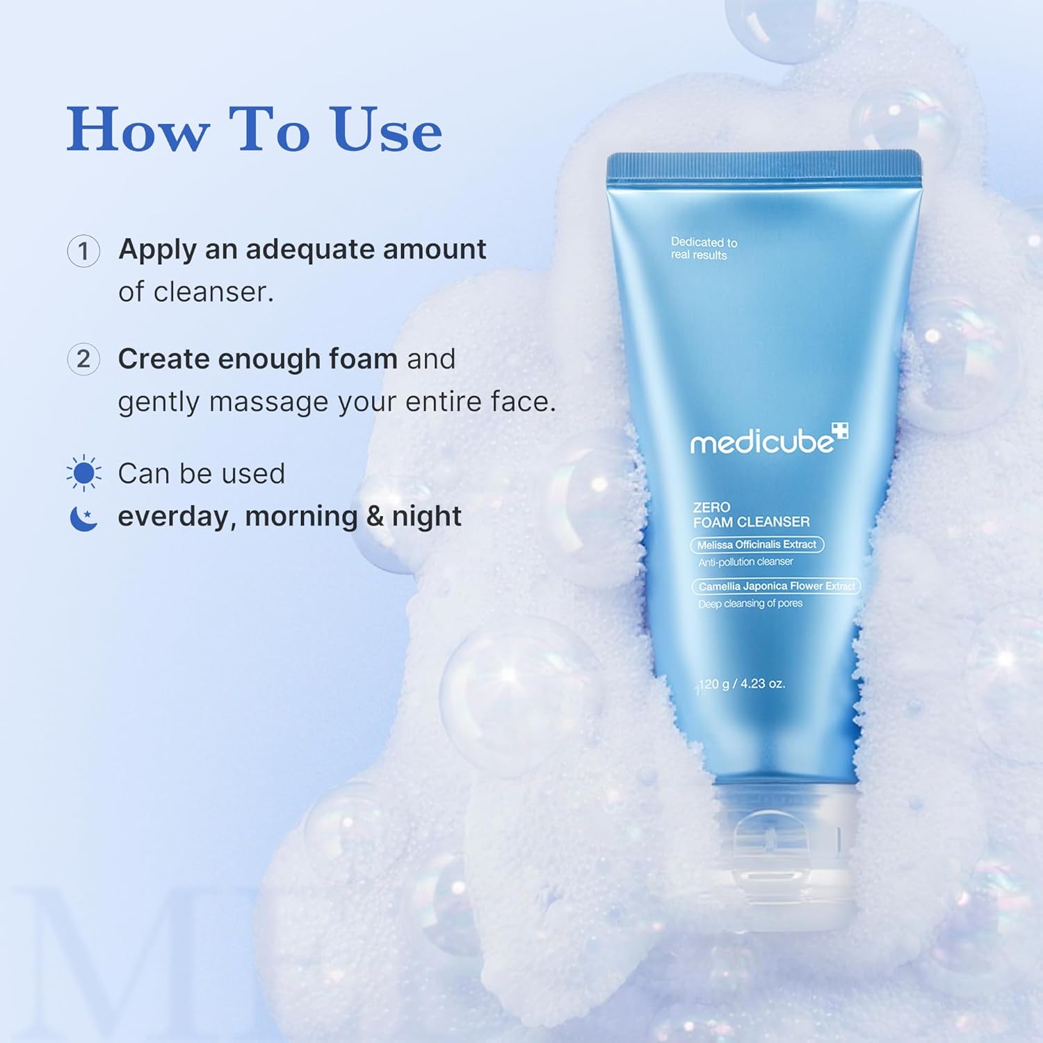 Medicube Facial Cleanser Zero Pore Capsule Cleansing Foam with gentle, foaming texture for deep pore cleansing and refreshed skin.