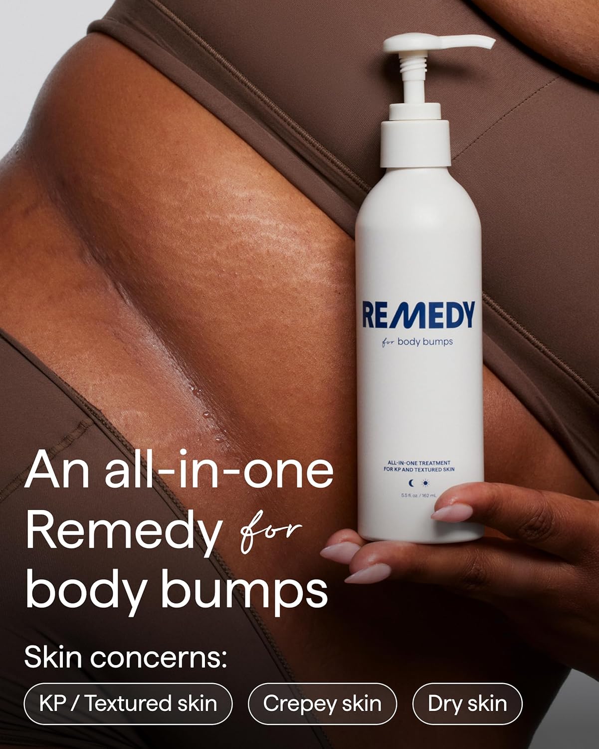 Remedy Science body bump treatment bottle with label, designed to soothe and reduce skin bumps and irritation.