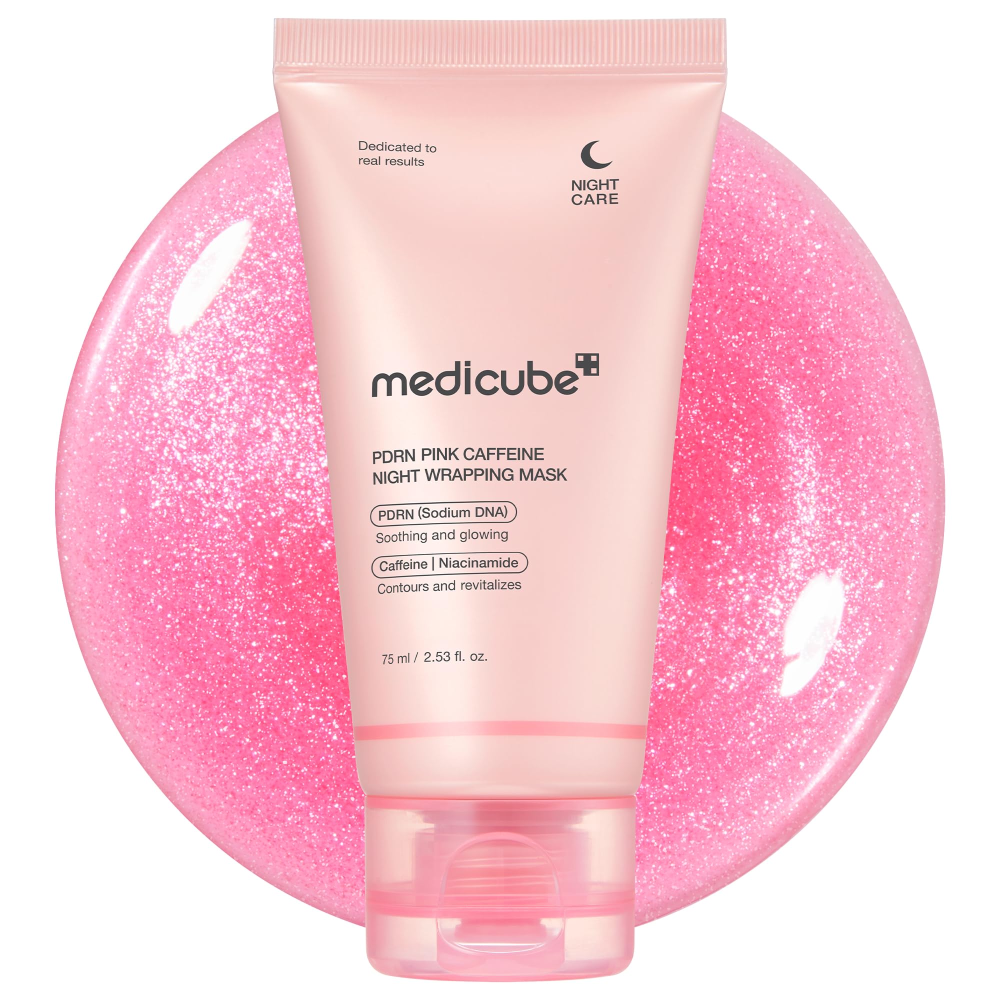 Medicube Wrapping Mask Collagen overnight peel-off facial mask showing the product in a sealed container with a spatula applicator.