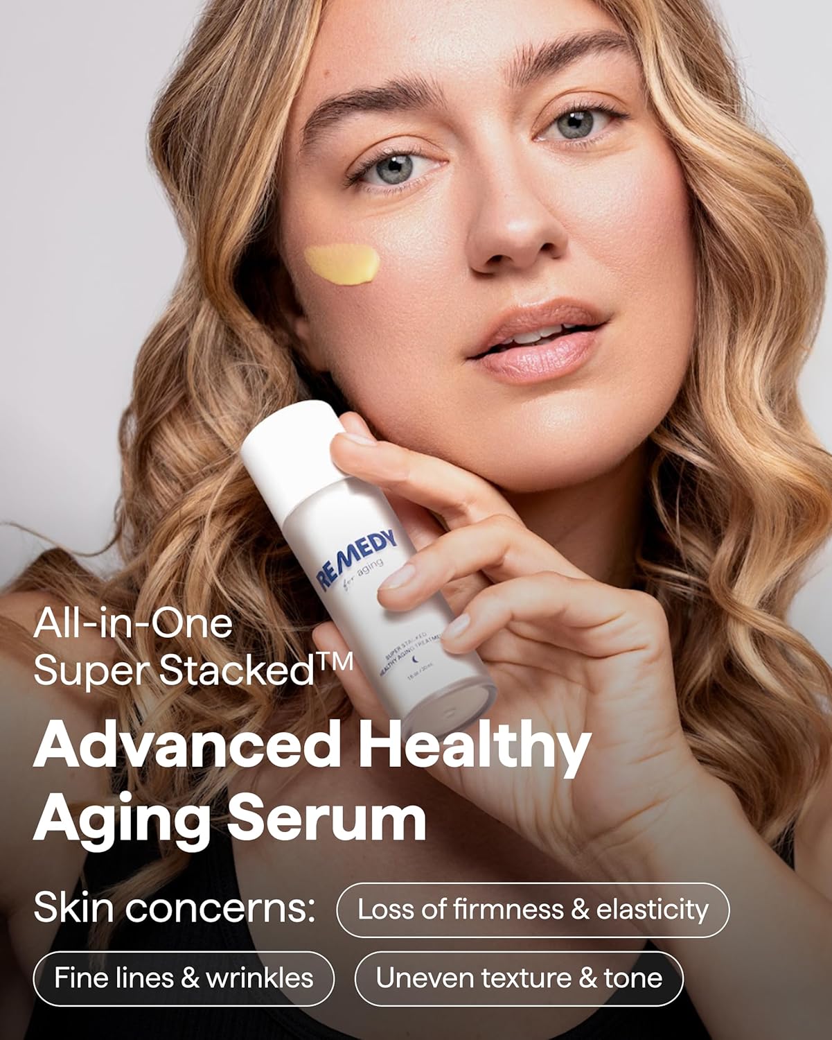 Bottle of Remedy for Healthy Aging supplement by Remedy Science with label and capsules visible.