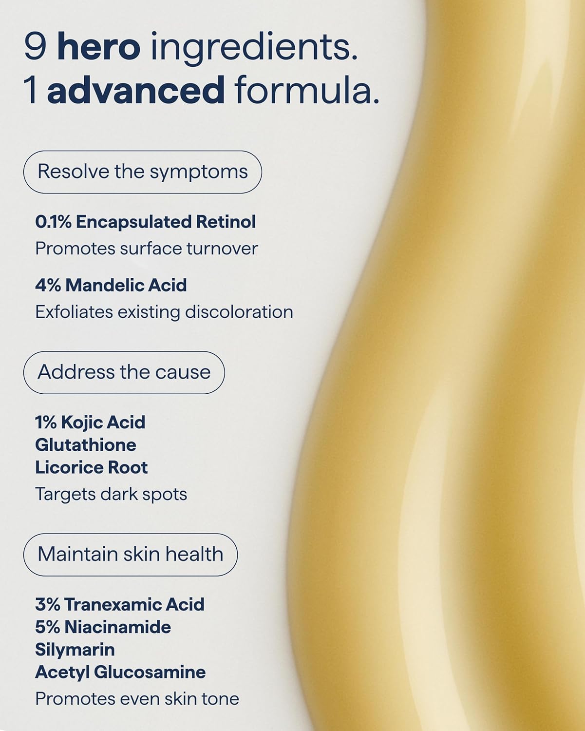 Remedy Science Advanced Night Treatment for dark spots, featuring a sleek white bottle with a dropper applicator.