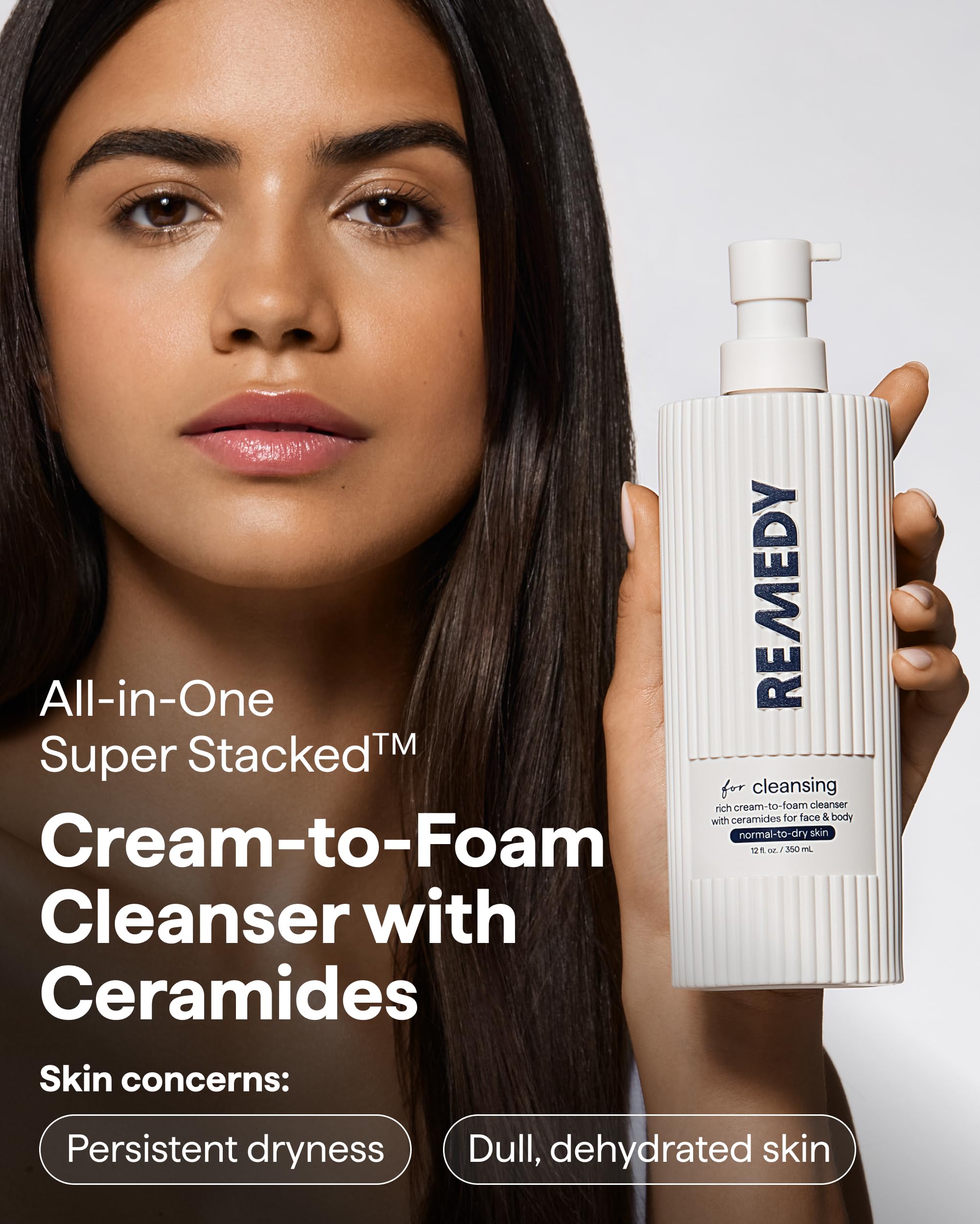 Bayleez Remedy for Rich Cream Cleansing face wash with ceramides, glycerin, and panthenol, hydrating cleanser for normal to dry skin