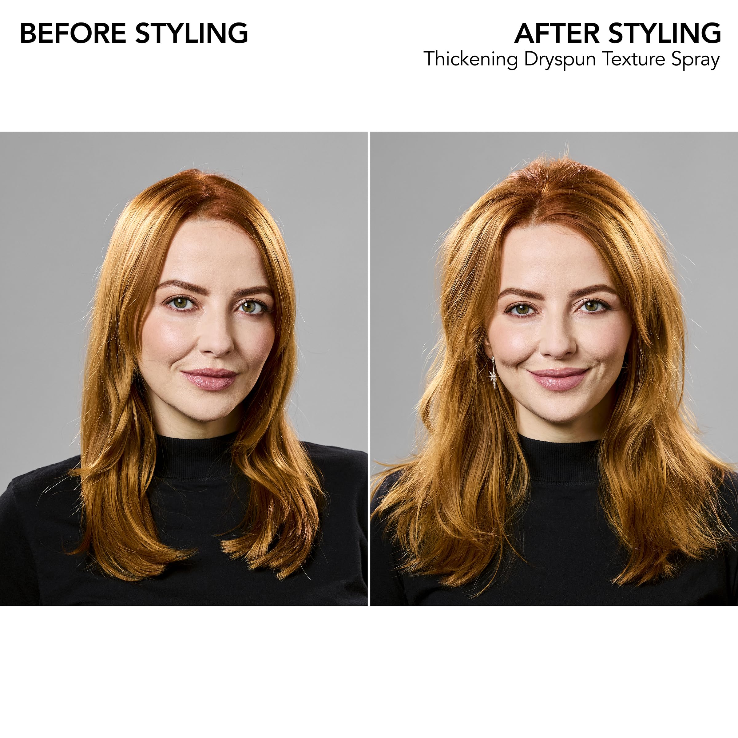 Bumble & Bumble Thickening Dryspun Texture Spray bottle with spray nozzle, designed for adding volume and texture to hair.