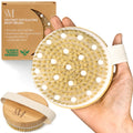 CSM dry body brush for lymphatic drainage with natural bristles, designed for exfoliation and skin stimulation.